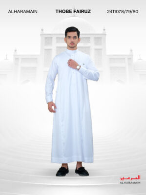 AL Haramain Series Polyester Thobe Fairuz Jubah / Gamis Pria Dewasa (2411078/79/80) | Putih